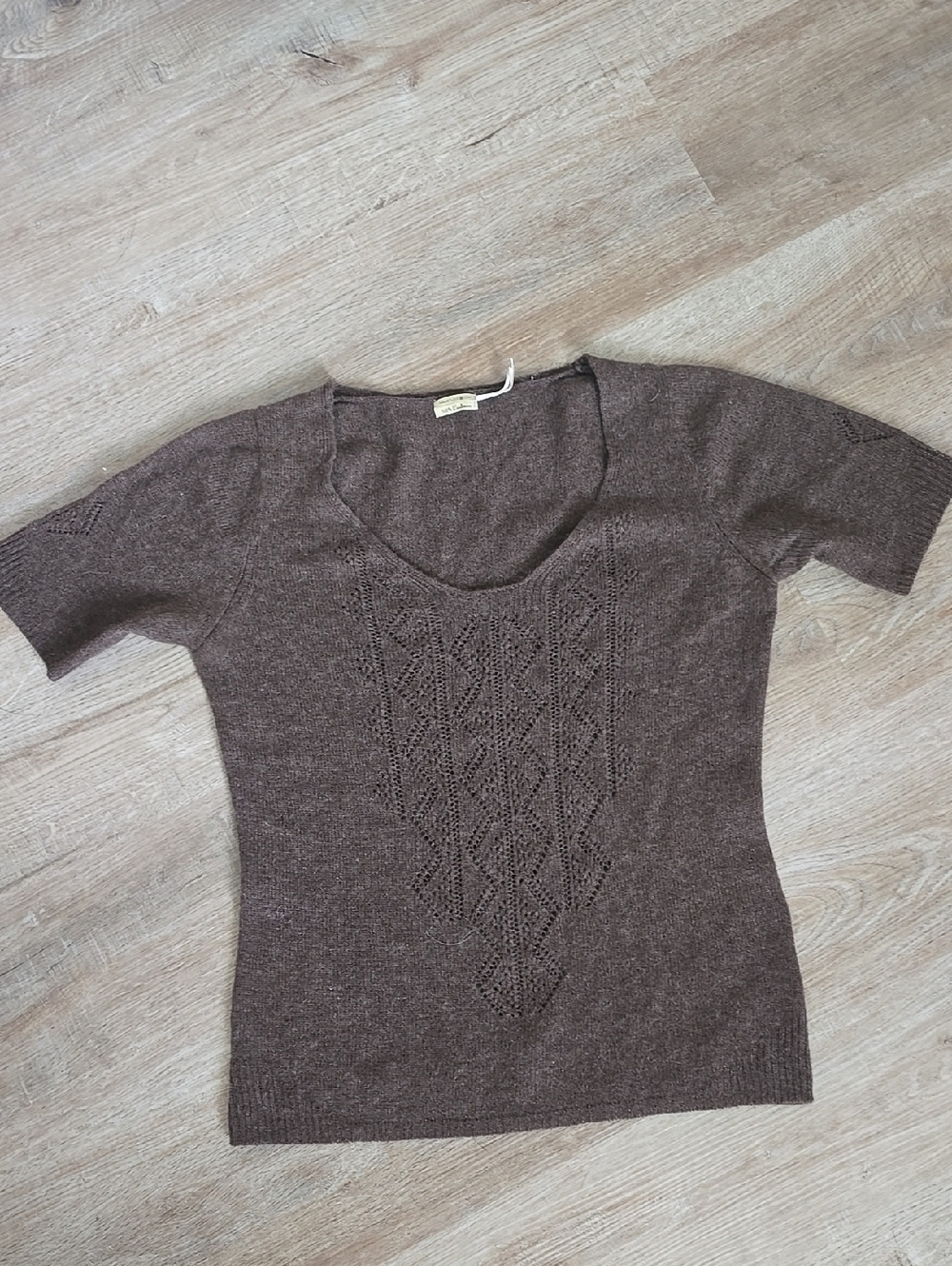 Brown 100% Cashmere Short Sleeve Sweater